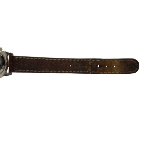 Michele 72-273-SG Two-Tone Quartz Watch – Black Dial, Leather Band, Date - Picture 6 of 8